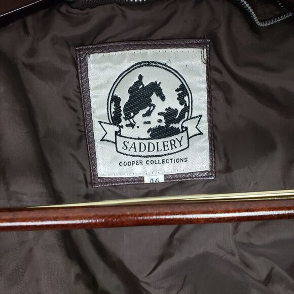 Saddlery Cooper Collection Mens Brown Leather Removable Lined Jacket Sz L 44 VTG - Picture 3 of 16